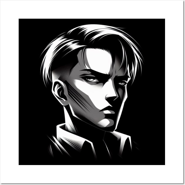 Levi (Attack On Titan- Black & White) Wall Art by AnimeArtisan